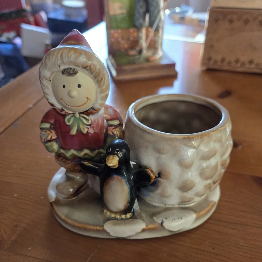 Yankee Candle Stoneware Votive Holder & Stoneware Snowman
